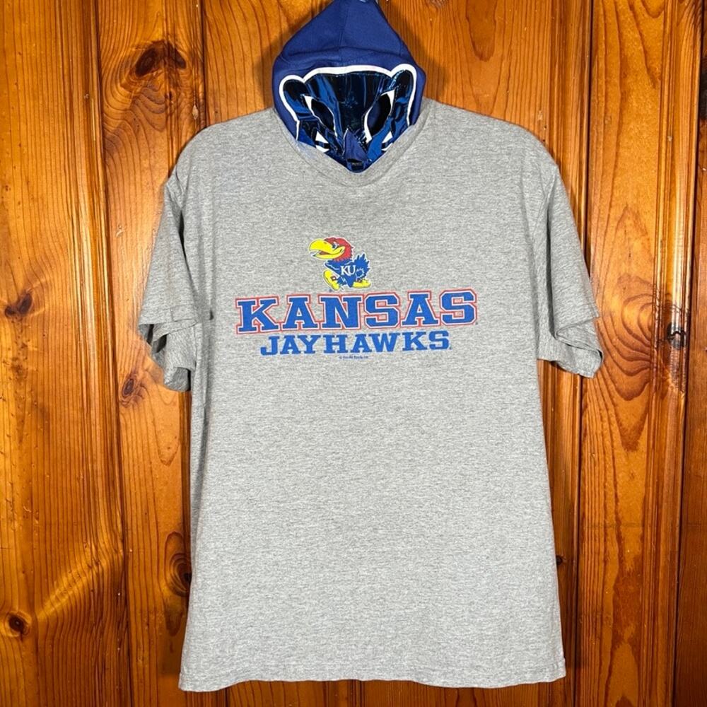 Delta Pro Weight L Y2K T-Shirt Gray Kansas Jayhawks Graphic